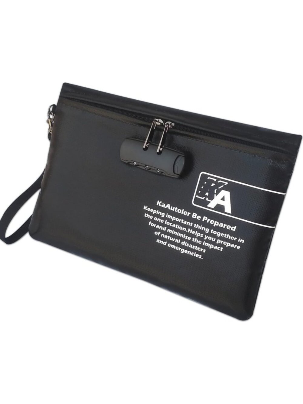 Fireproof Waterproof Money Bag with Lock & Zipper Closure - Secure Cash Pouch